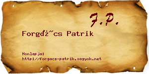 Forgács Patrik névjegykártya